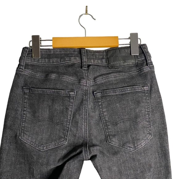 American Eagle Men's Black Wash Slim Distressed Denim Jeans - Picture 4 of 9